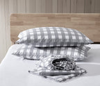 Eddie Bauer Home Sheets Cotton Percale Bedding Set, Crisp  Cool, Stylish Home Decor, King, Lakehouse Plaid Greywhite