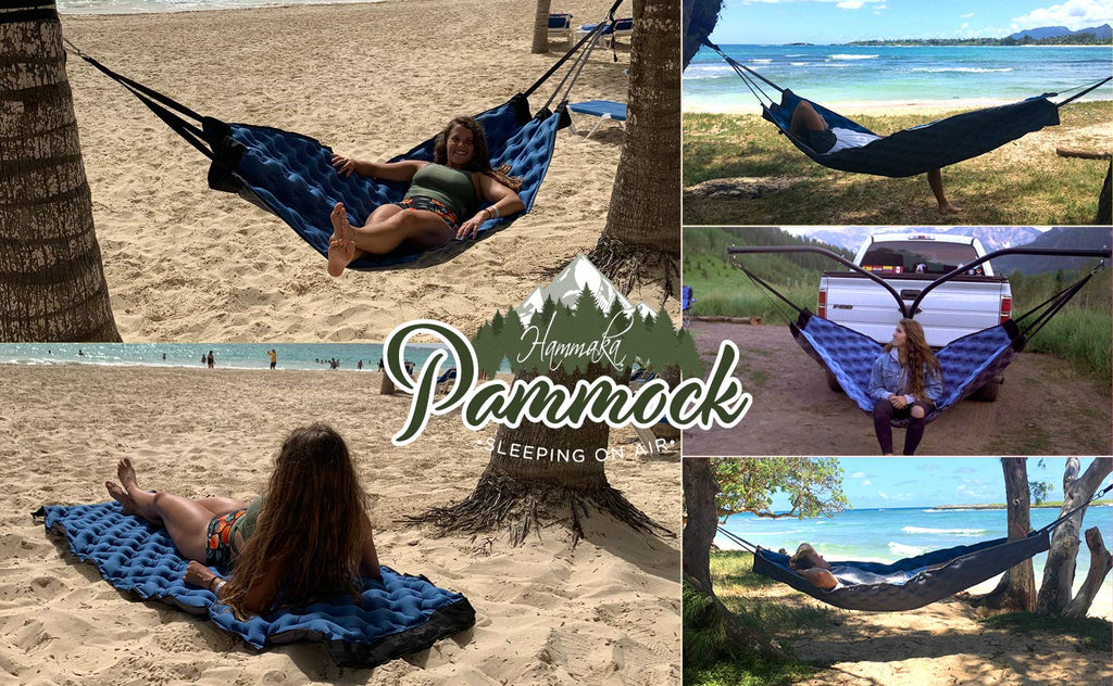 Hammaka Pammock Sleeping Pad That Converts Into An Inflatable Hammock - Great For Camping, Backpacking, Hiking - Airpad, Carry B