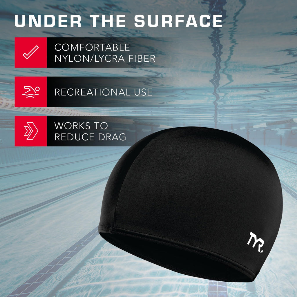 Tyr Mens All-Season Swim Cap, Black, One Size Us