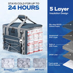 Maelstrom Soft Cooler Bag - 40 Cans Collapsible Insulated Leakproof Camping & Travel Cooler For Kayaking, Beach - Blue