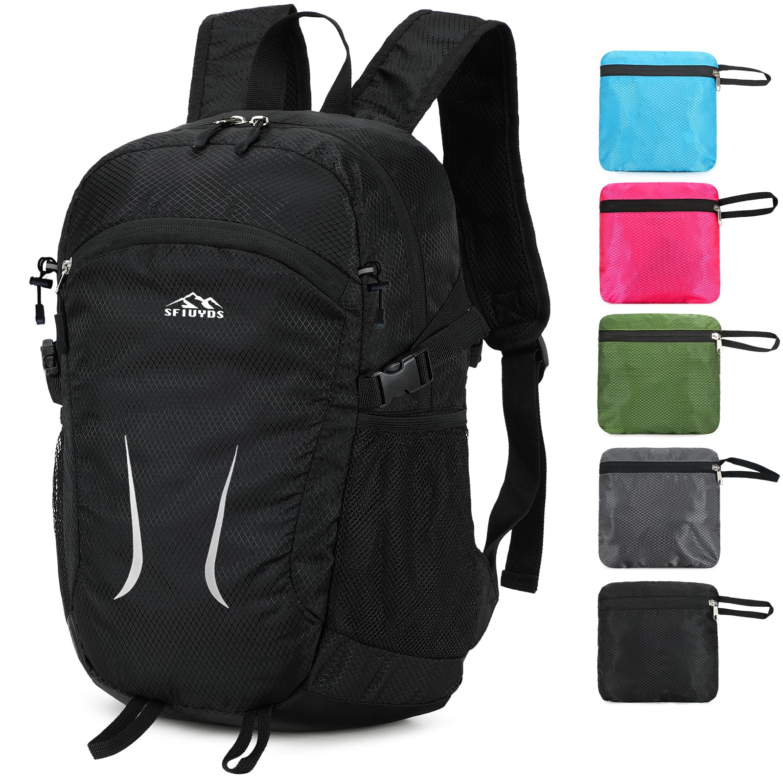 SFIUYDS Small Hiking Backpack 35L Travel Lightweight Hiking Packable Daypack Water-Resistant Foldable Backpacks for Women Men Ca
