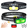 Favorlite 2 Pack Headlamp Rechargeable, 1300 Lumen Lightweight Bright with White Green Red Headlamp Flashlight, Waterproof Motio