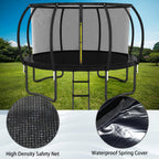Liyarya 12FT Trampoline for Kids/Adults - Outdoor Trampolines with Enclosure Net Curved Poles and Ladder, Heavy Duty Trampoline