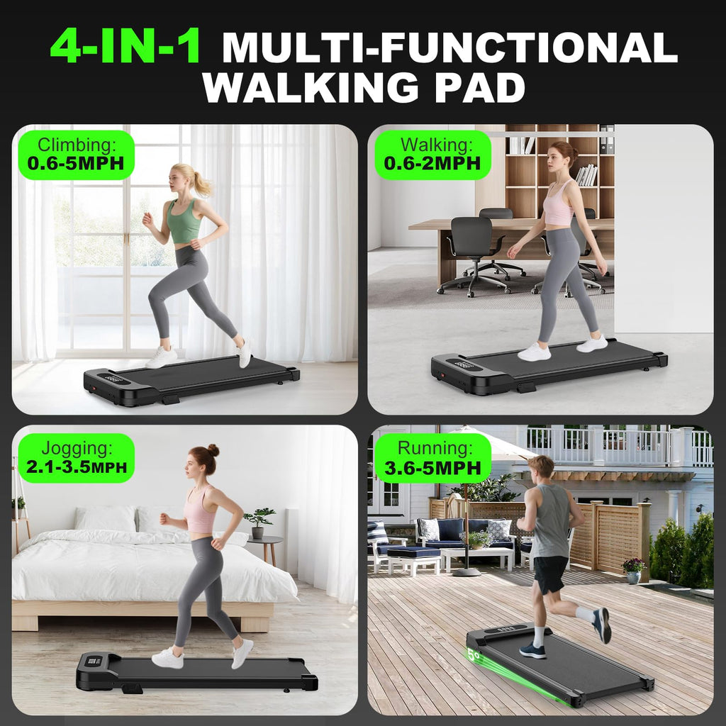 Under Desk Treadmill - 2.5Hp Portable Treadmill, Small Walking Pad With Incline, Compact Treadmills For Office Home, Remote Cont