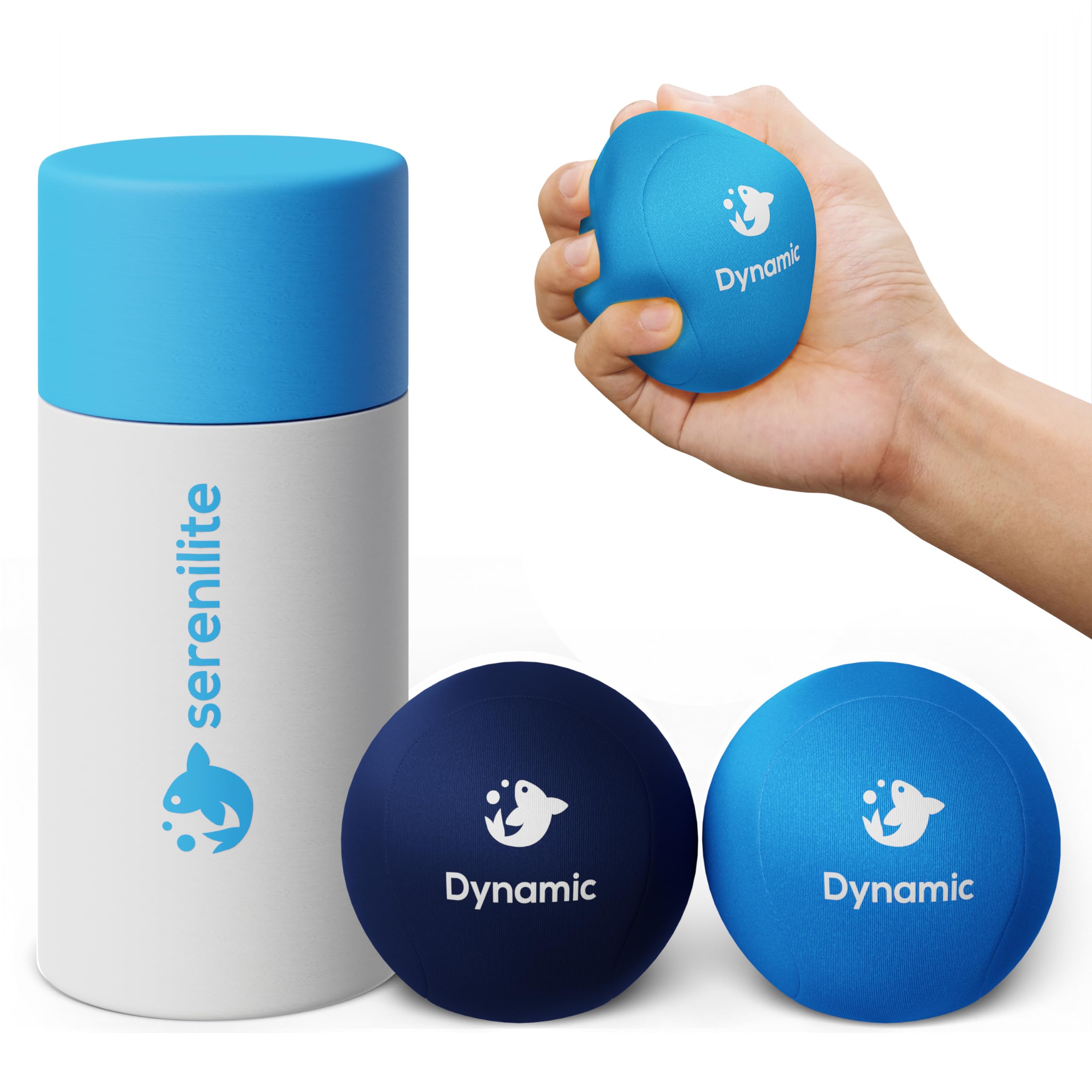 Serenilite Stress Balls For Adults With Dynamic Resistance, Squeeze Ball For Hand Therapy, 2 Pack, Hand Exercisers For Therapy