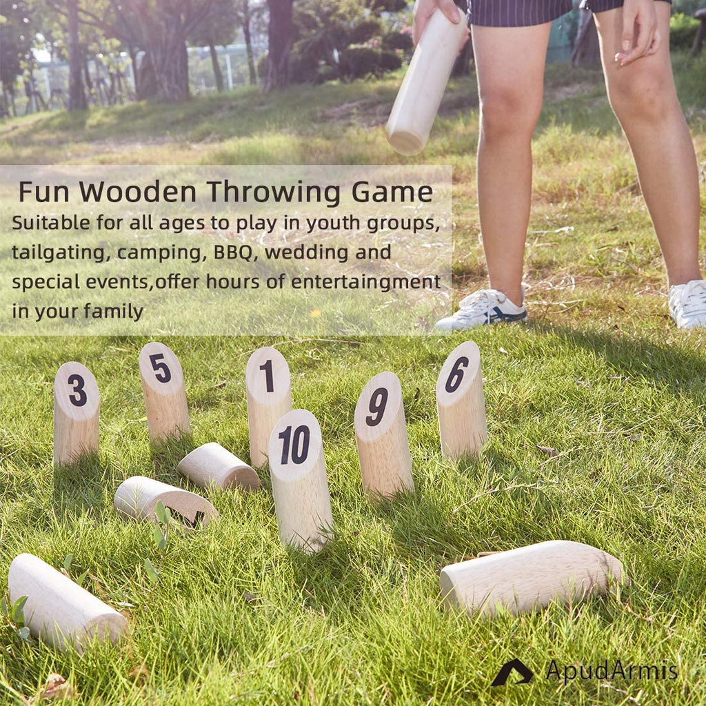 Apudarmis Wooden Tossing Game Set, Numbered Block Toss Games Set With Scoreboard & Carrying Case - Outdoor Lawn Backyard Beach G