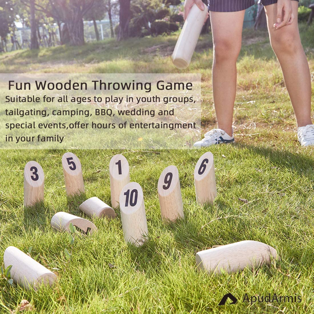 Apudarmis Wooden Tossing Game Set, Numbered Block Toss Games Set With Scoreboard & Carrying Case - Outdoor Lawn Backyard Beach G