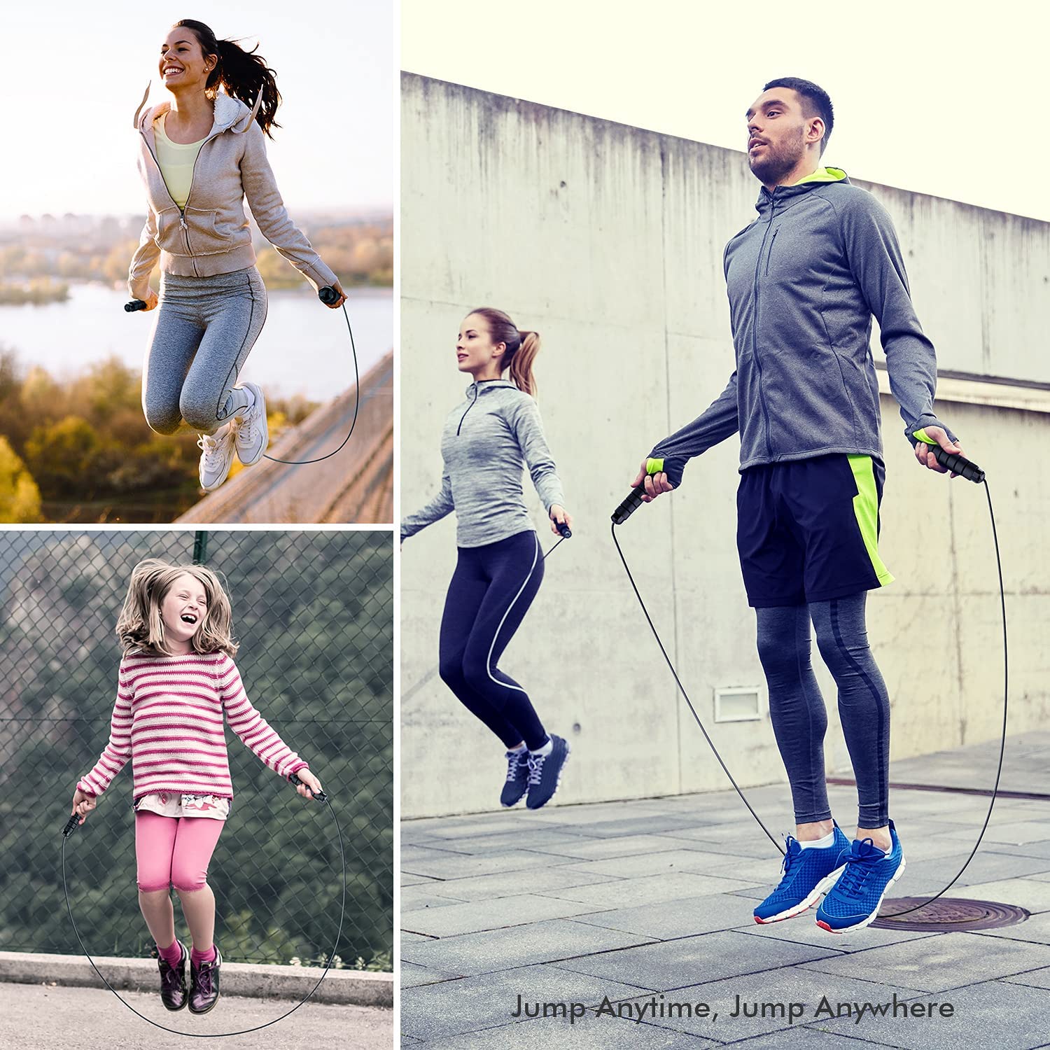 Loocio Jump Rope, Tangle-Free Rapid Speed Jumping Rope Cable With Ball Bearings For Women, Men And Kids, Adjustable Foam Handles