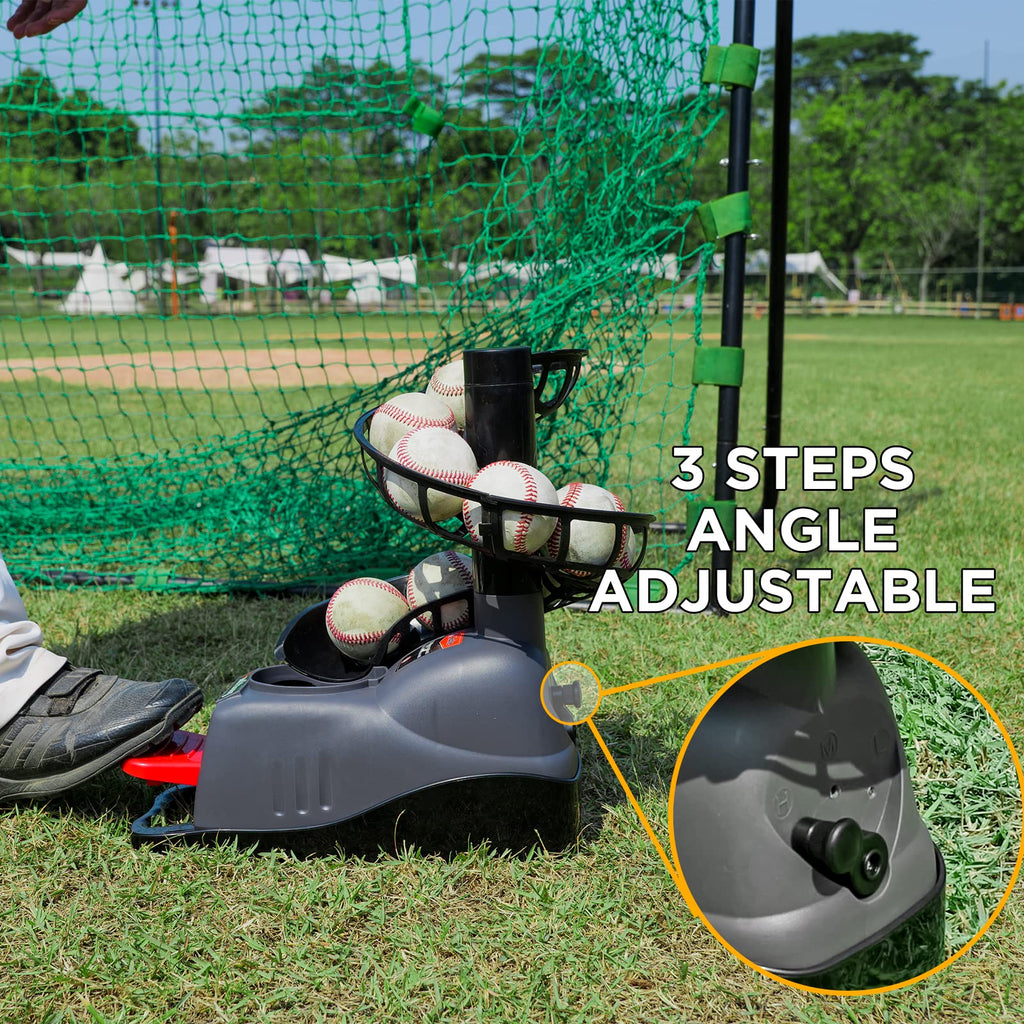 Furlihong 898Bh Baseball Soft Toss Machine, Angle Adjustable, Step On Paddle And Release To Launch, No Power Supply Needed, Work