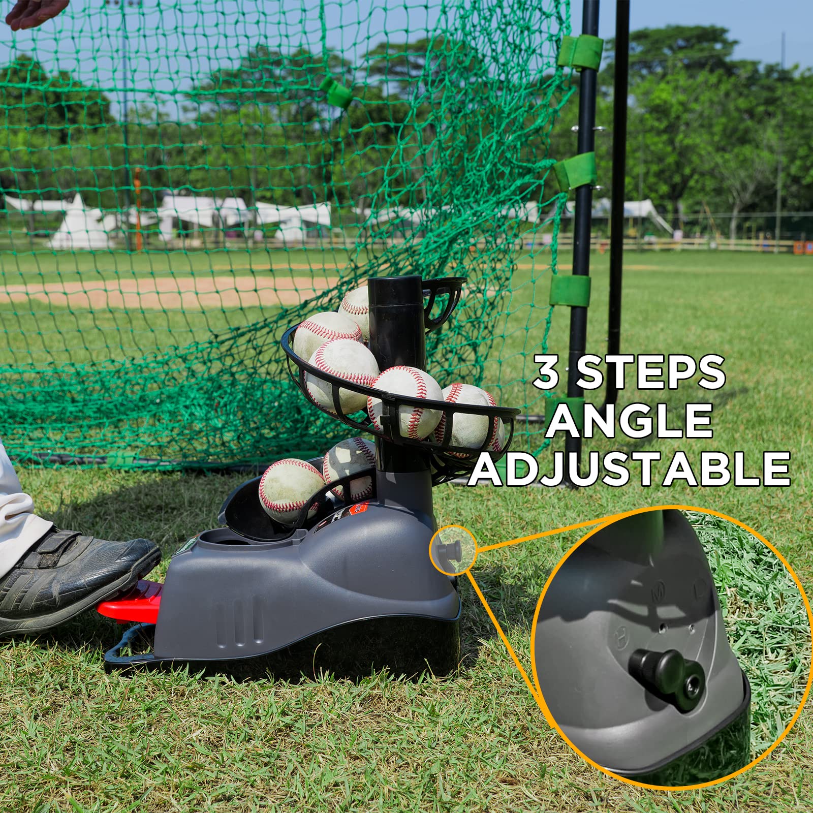 Furlihong 898Bh Baseball Soft Toss Machine, Angle Adjustable, Step On Paddle And Release To Launch, No Power Supply Needed, Work