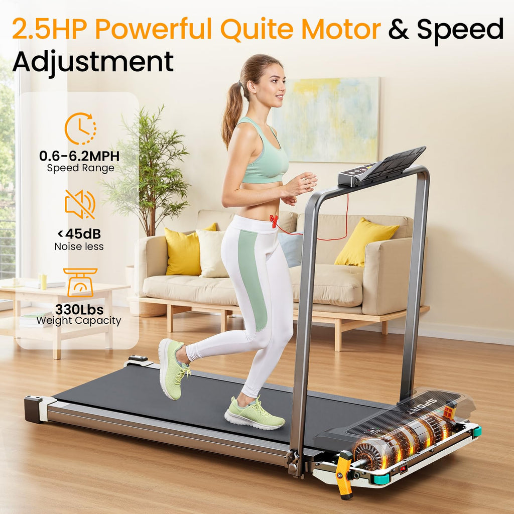 2 Side Walking Pad With Incline, Finehorse 2 In 1 Under Desk Walking Pad With Handle Bar And Foot Massager Treadmills For Home/O