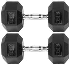 Fitvids Rubber Encased Hex Dumbbell, 35Lb, Pair