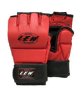 LEW Red/Black Martial Arts Training & Sparring | PalmO Maya Hide Leather Grappling Mitts |Good for Kickboxing, Muay Thai, Cage 