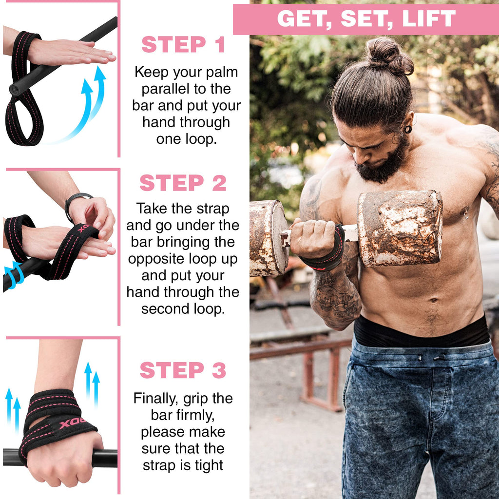 Rdx Weight Lifting Straps Figure 8, Anti Slip Strap With Cuffs Wrist Support For Gym Workout Deadlift Powerlifting Bodybuilding