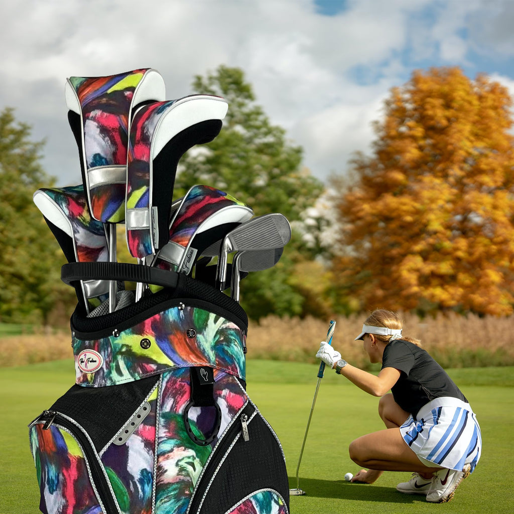 Womens Designer Golf Club Covers 4 Pack - Taboo Fashions Numbered Head Covers For Driver Woods & Hybrid - Weather/Moisture Resis