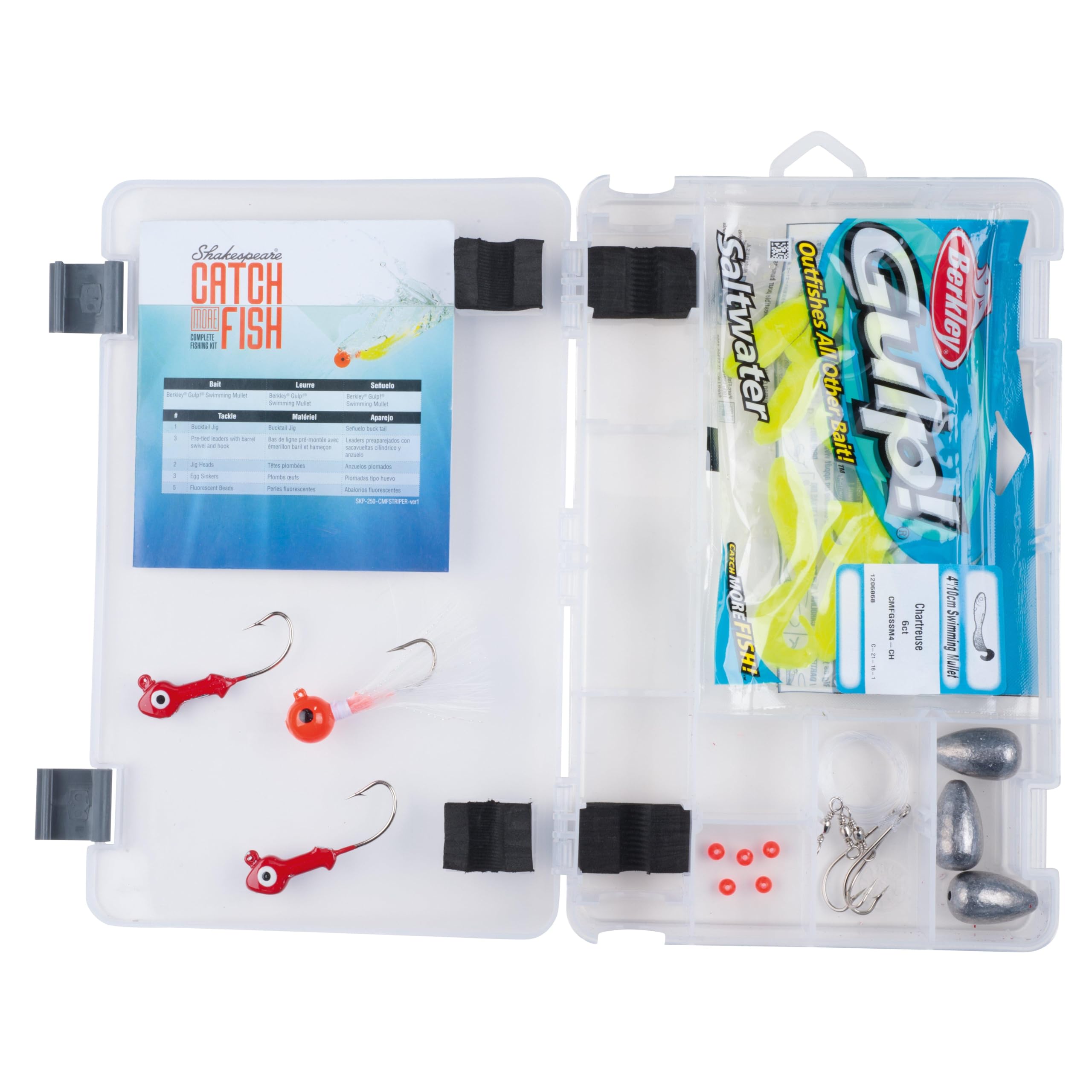 Shakespeare Catch More Fish Striper Spinning Fishing Combo, Includes Fishing Rod & Reel, Berkley Fishing Baits, Live Bait Tackle