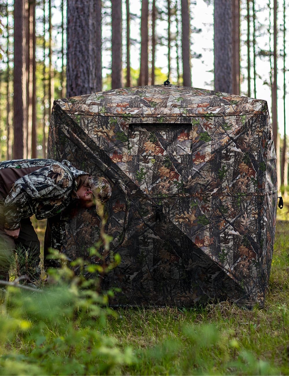 Tidewe Hunting Blind 270See Through With Carrying Bag, 3-4 Person Pop Up Ground Blinds, Portable Resilient Hunting Tent (Forest