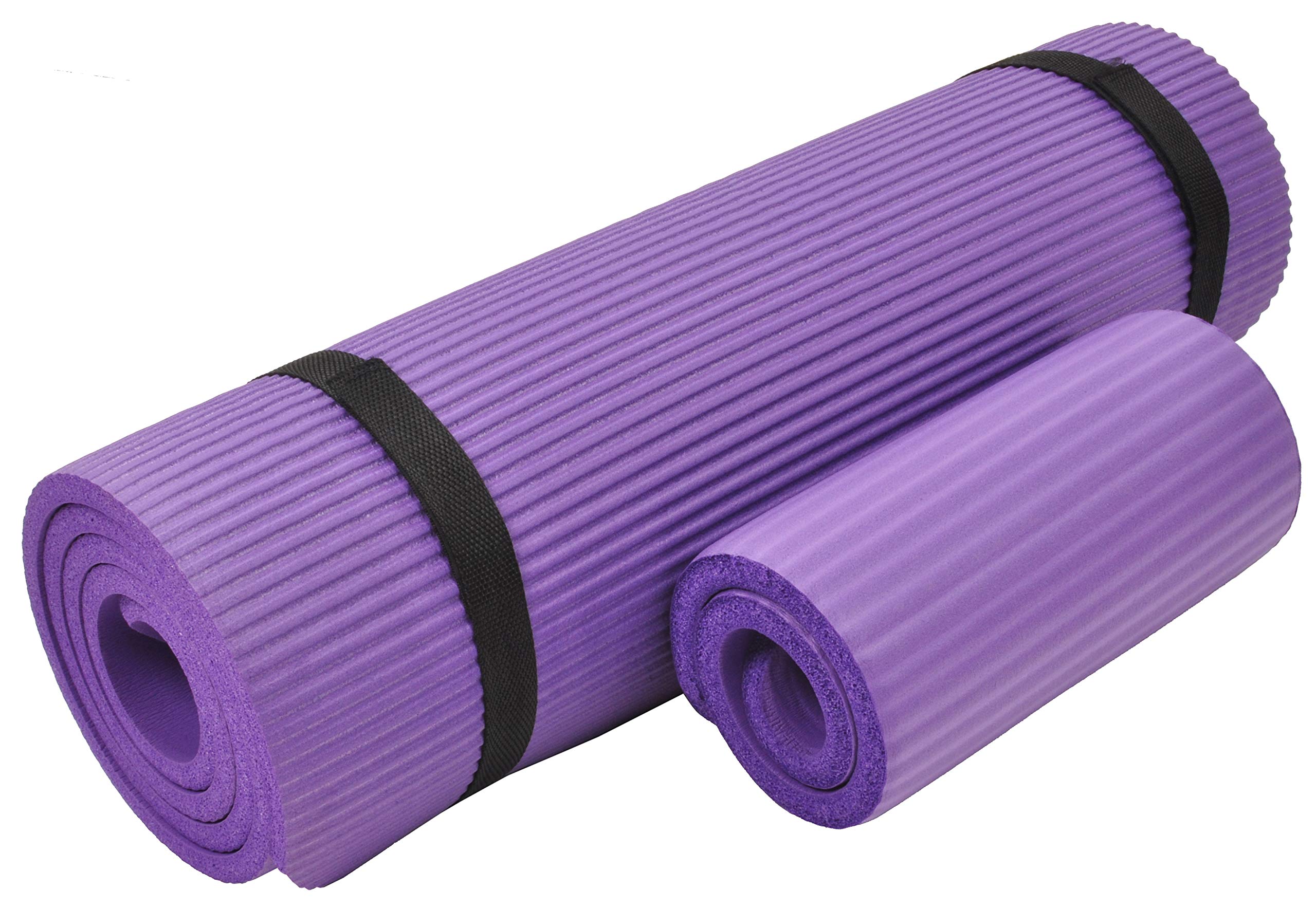 Fitvids All Purpose 1/2-Inch Extra Thick High Density Anti-Tear Exercise Yoga Mat And Knee Pad With Carrying Strap, Purple