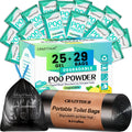 Crazythur 29Pcs Portable Toilet Bags With 25Pcs For Poo Powder Set, 8.5 Gallon Camping Toilet Bag Portable Toilets Absorbent Pow