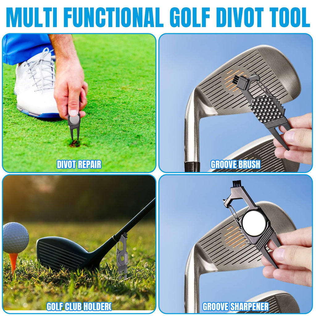 Poen 3 Pcs 7 In 1 Multipurpose Golf Divot Tool Golf Divot Repair Tool Lightweight Compact Golf Tool With Magnetic Golf Ball Mark