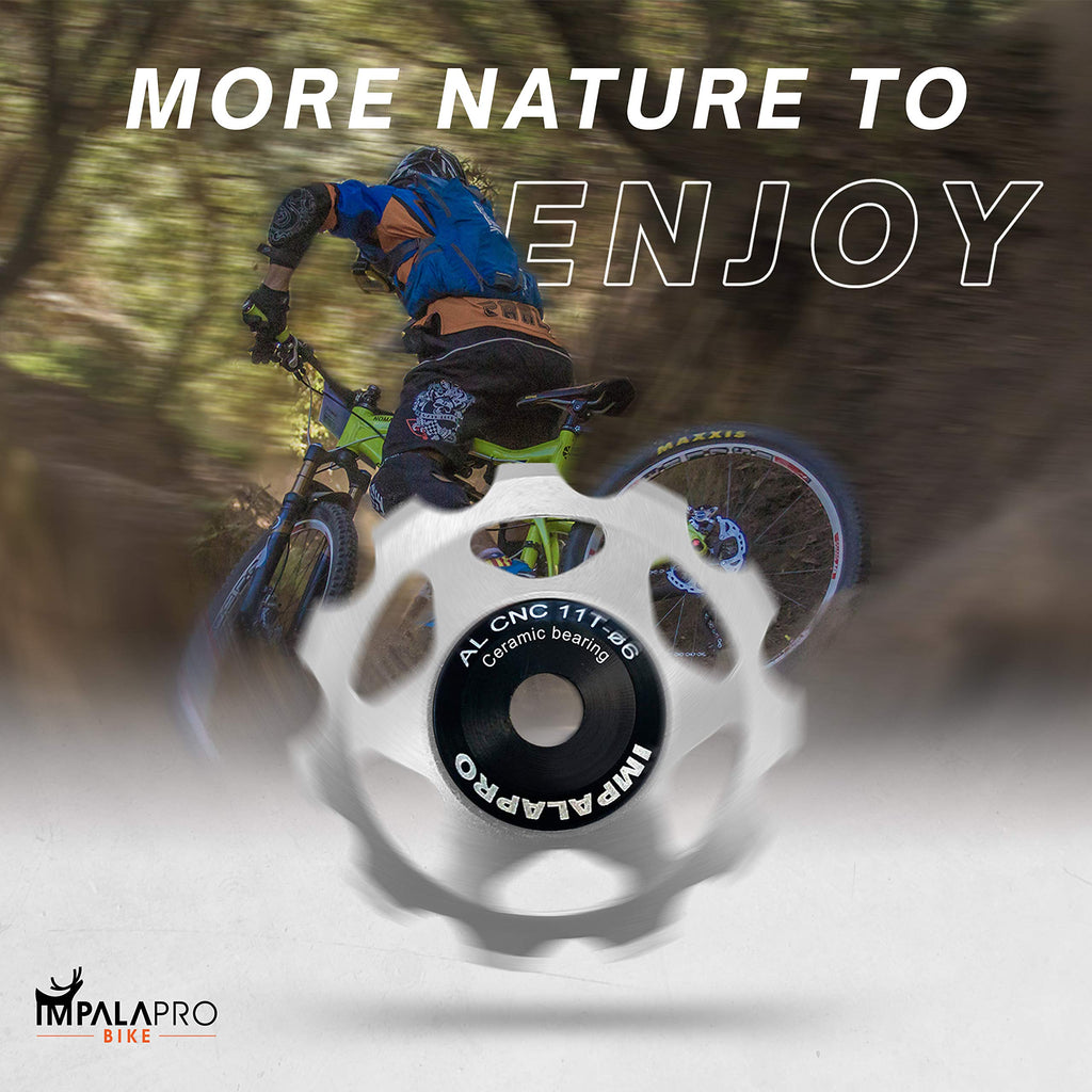 Impalapro Bike Set Of 2 Ceramic Jockey Wheels 11T - Derailleur Pulley - Jockey Wheel Shimano - Jockey Wheels 11 Speed - Pulley S