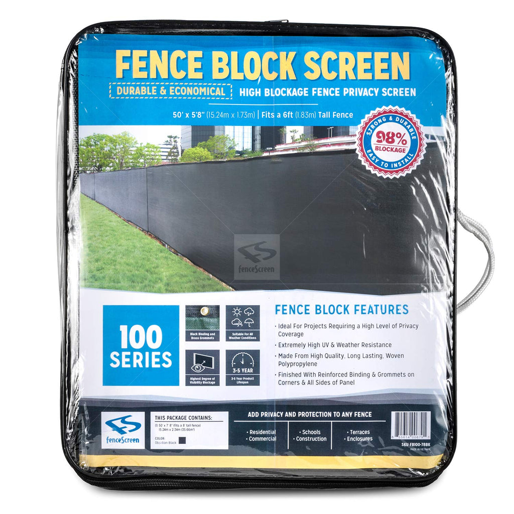Fencescreen Fence Privacy Screen - Extreme 98% Blockage Temporary Windscreen Fence Cover (6Ft X 50Ft, Black)