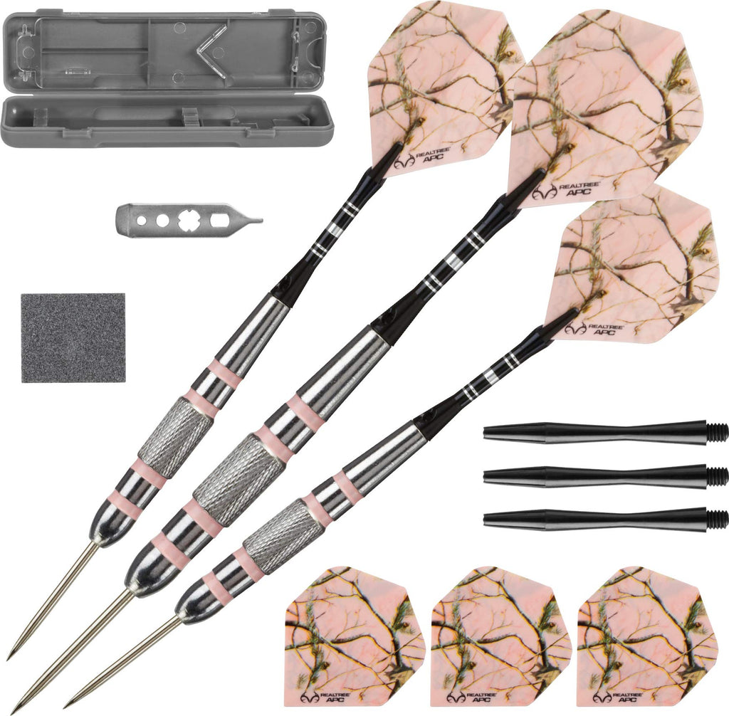 Fat Cat By Gld Products Realtree Apc Pink Camo Steel Tip Darts With Storage/Travel Case, 23 Grams , Black