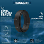Thunderfit Silicone Wedding Rings For Men, 2 Layers Step Edge - 10Mm Width - 2.3Mm Thick (Black Grey, Black Orange, Black Olive