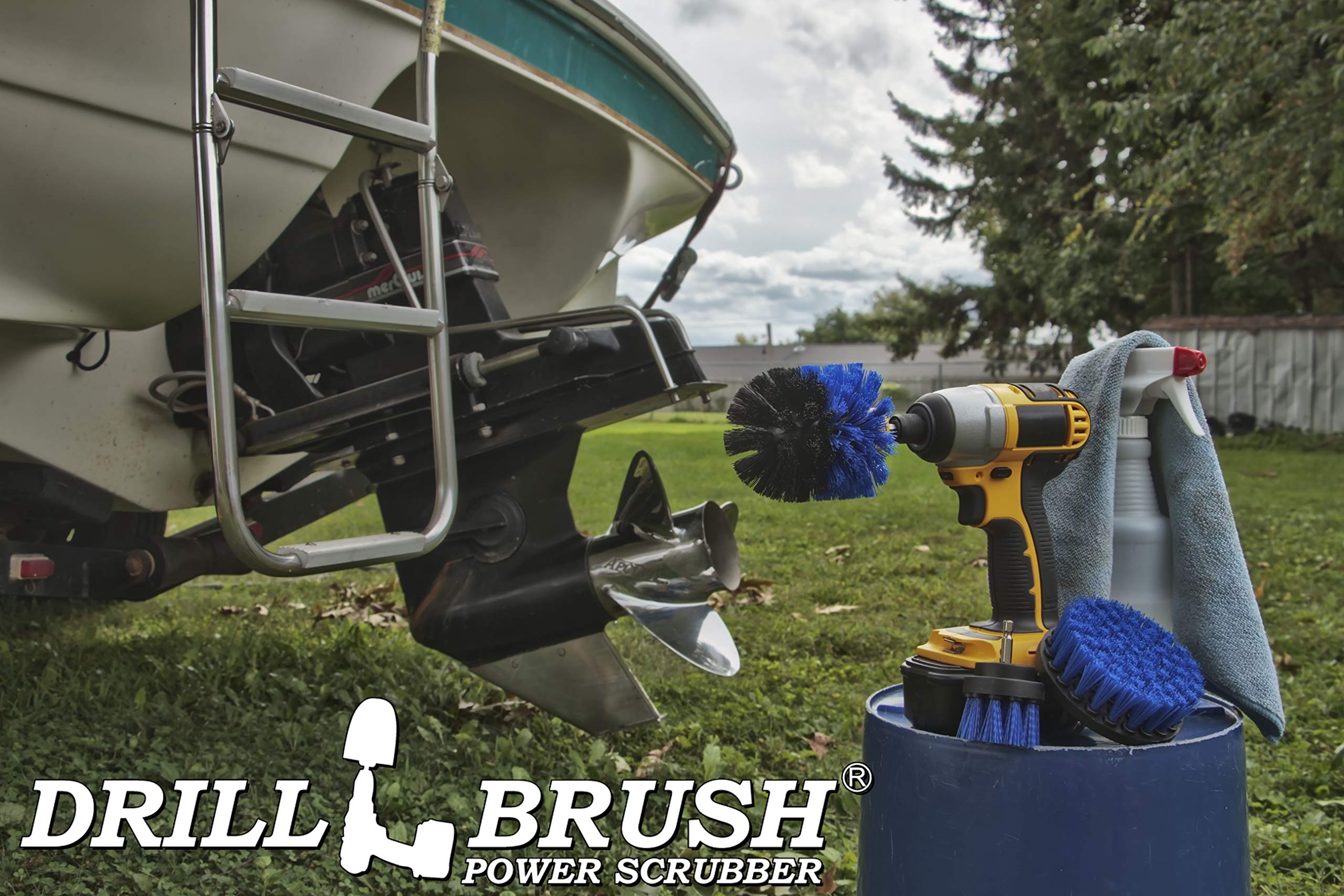 Drill Brush Boat Accessories - Kayak Cleaning Kit - Boat Drill Brush Set - Marine Scrub Brush Attachment For Drill - Rotary Clea