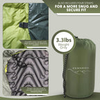 Two-Person Double Wide Sleeping Bag Top Quilt - 850 Down Ultralight Camping Blanket - 3.3 Lbs, 30F Rated, Water-Resistant Backpa