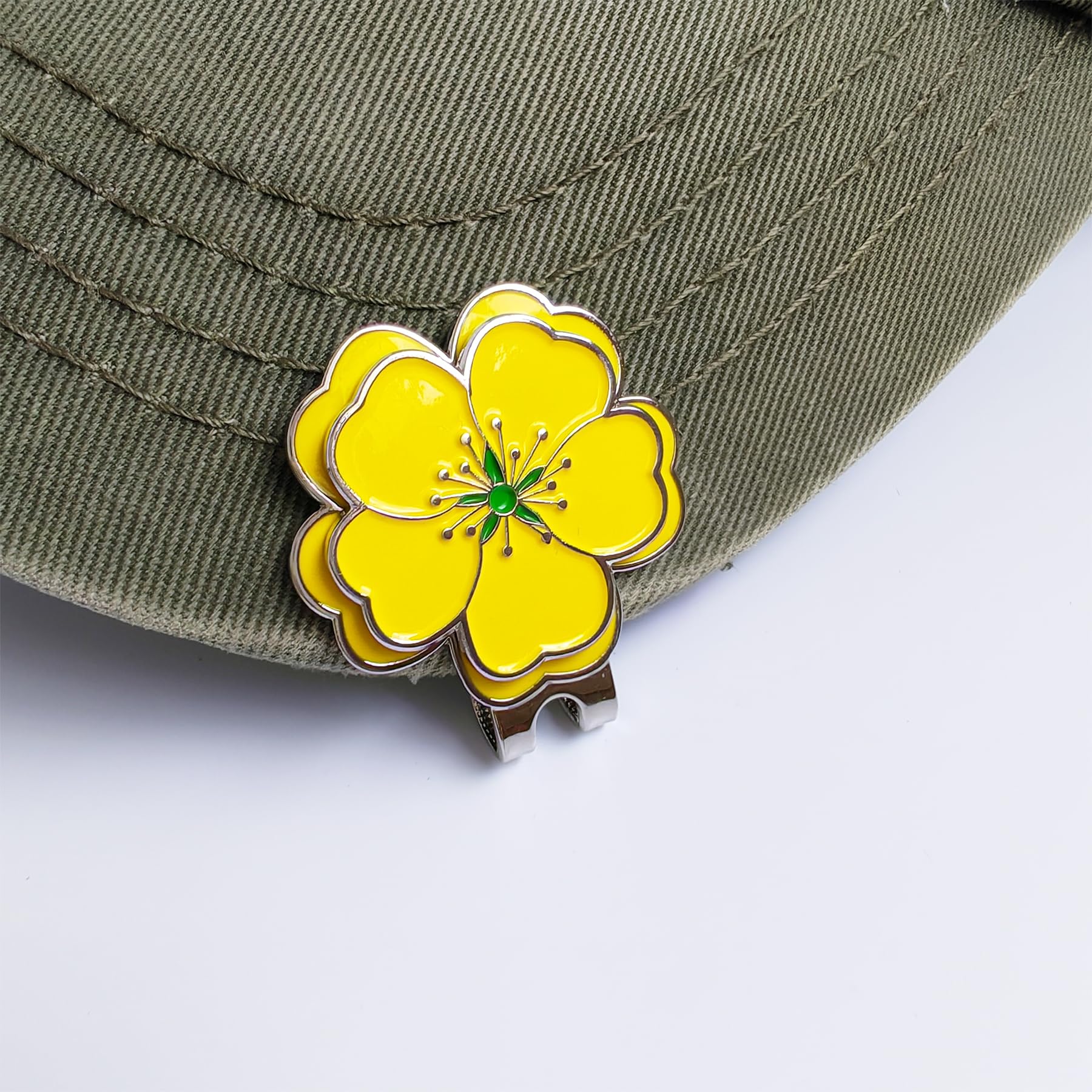 Eshan Golf Ball Marker And Magnetic Golf Hat Clip Set Flower Clover Shape Clips Markers Golf Bag Accessories Court Gift For Men