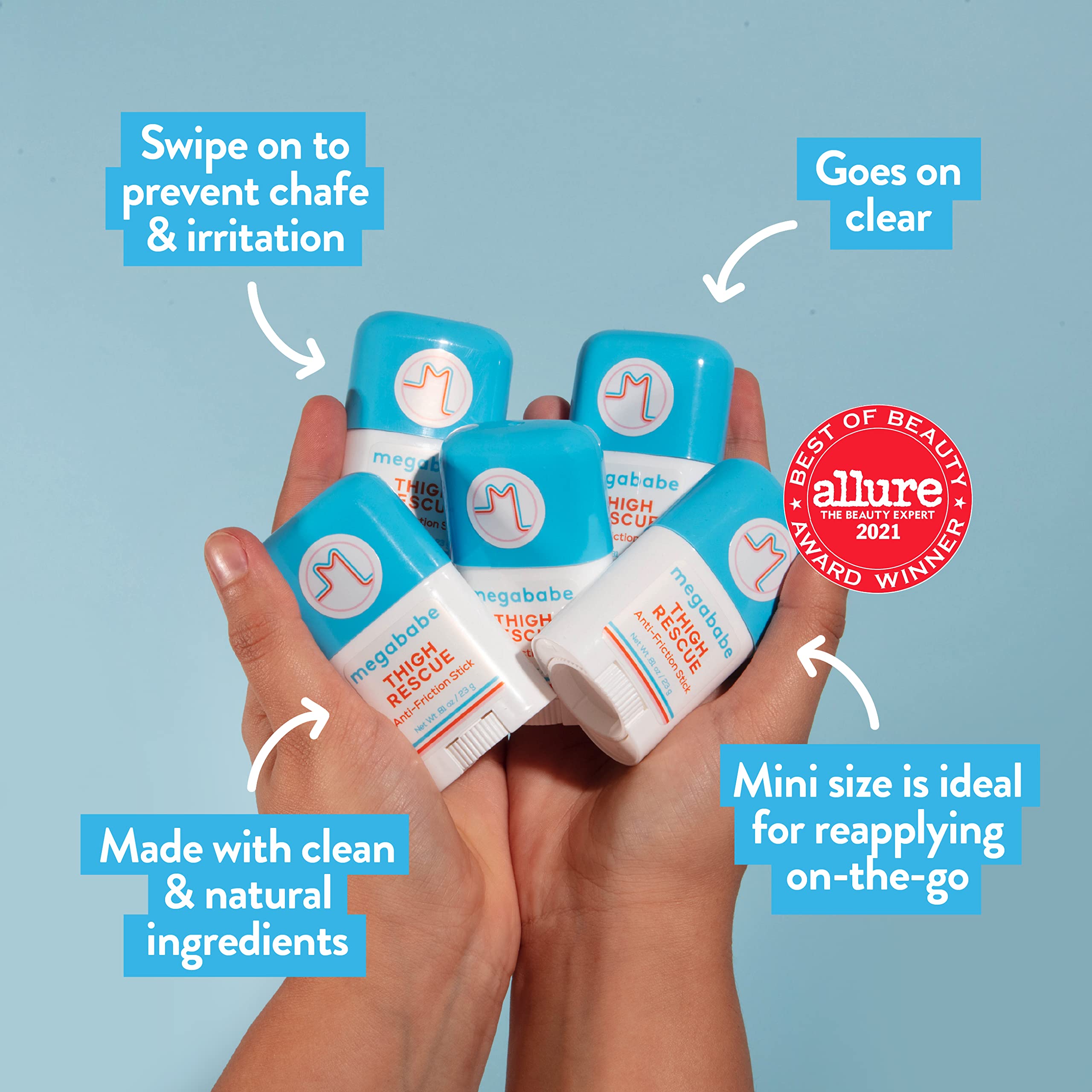 Megababe Thigh Rescue Anti-Chafe Stick | Prevents Skin Chafe & Irritation | Thighs, Arms, Bra-Lines & More | 0.81 Oz (Pack Of 1)