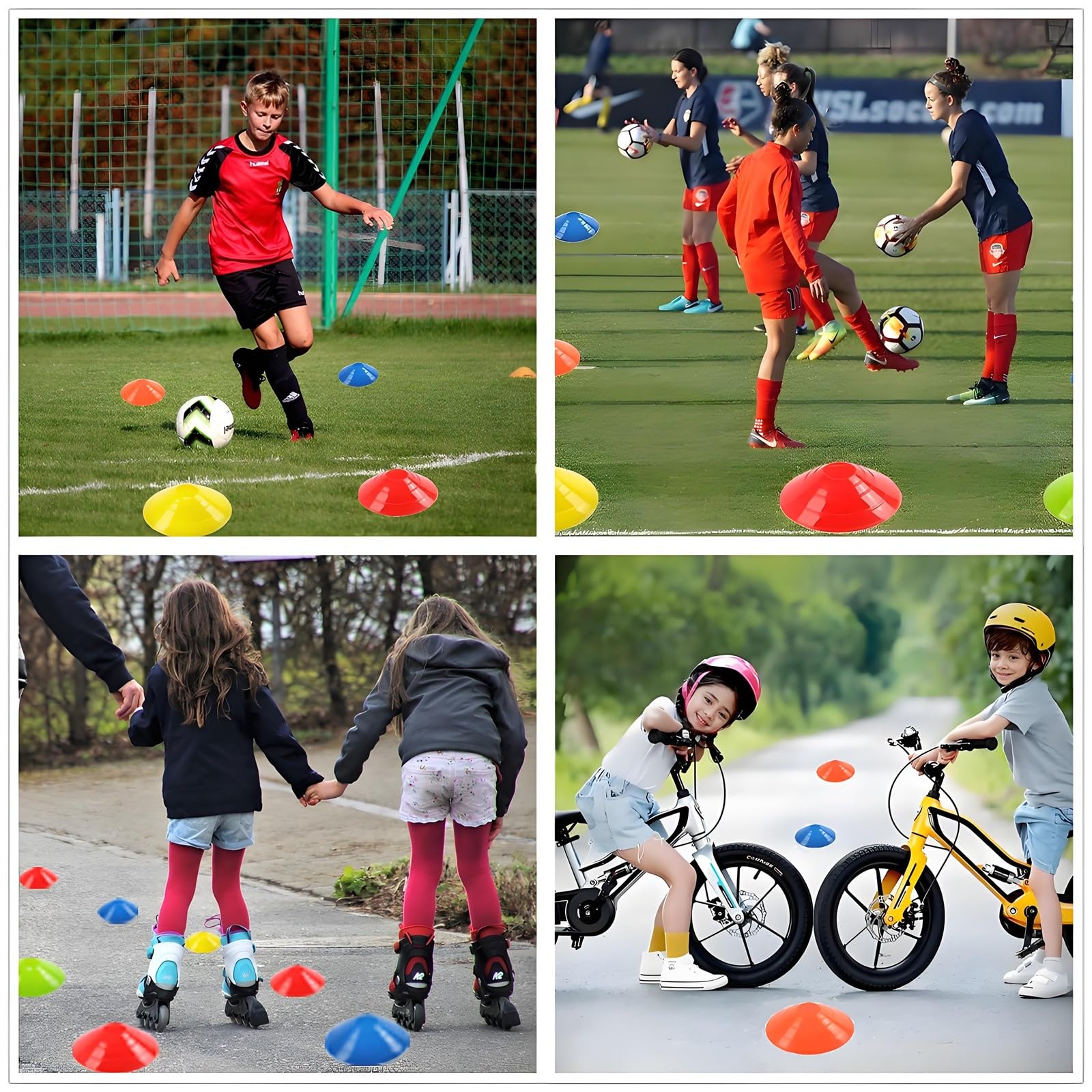Anslyqa Soccer Cones (Set Of 50) Agility Training Disc Cone With Carry Bag And Holder For Football Basketball Sports Field Cone