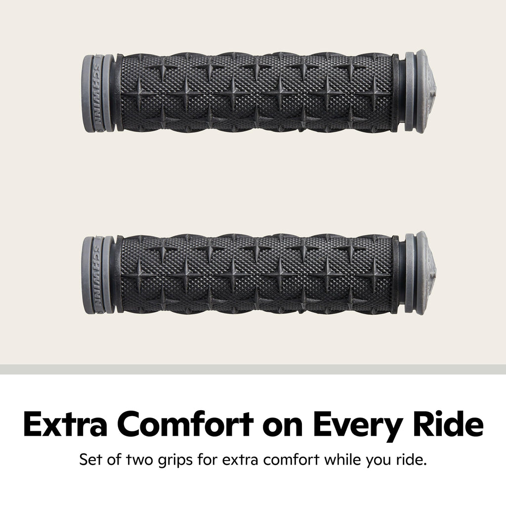 Schwinn Ergonomic Comfort Bicycle Grip, Stylish Black Body With Gray Accents, Fits Most Standard Bike And Scooter Handlebars, Gr