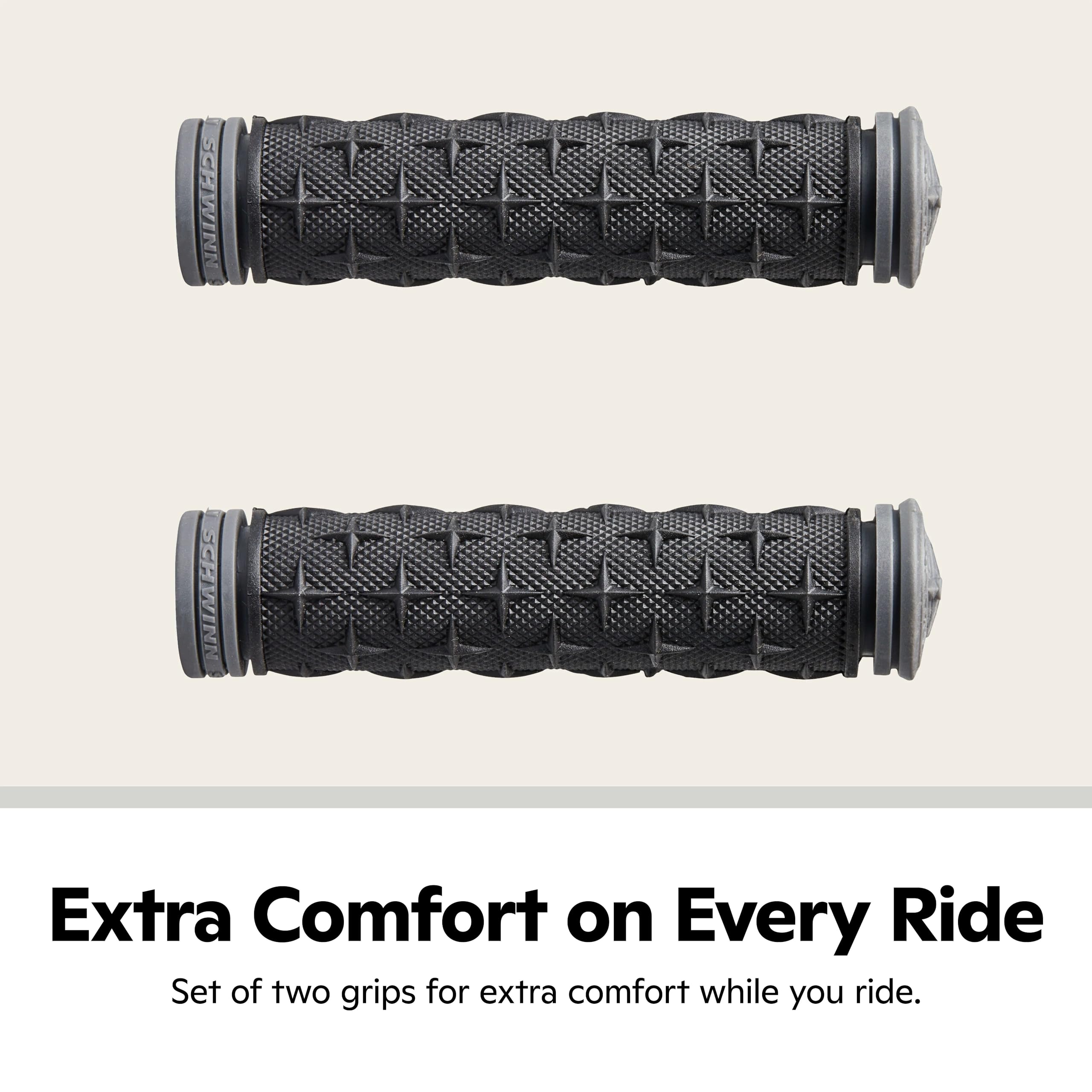 Schwinn Ergonomic Comfort Bicycle Grip, Stylish Black Body With Gray Accents, Fits Most Standard Bike And Scooter Handlebars, Gr