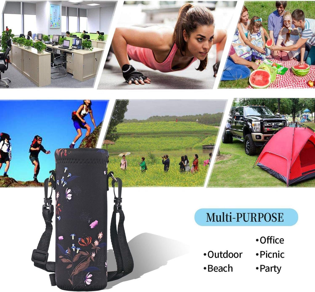 Aupet Water Bottle Bag Carrier,24Oz32Oz Insulated Neoprene Bottle Sling Holder Case Pouch Cover For 1000Ml750Ml Bottles With Sho