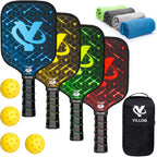 Yillog Pickleball Paddles, Usapa Approved, Set Of 4, Fiberglass Surface Pickleball Set, 4 Pickleball Balls, 4 Cooling Towels, Pi