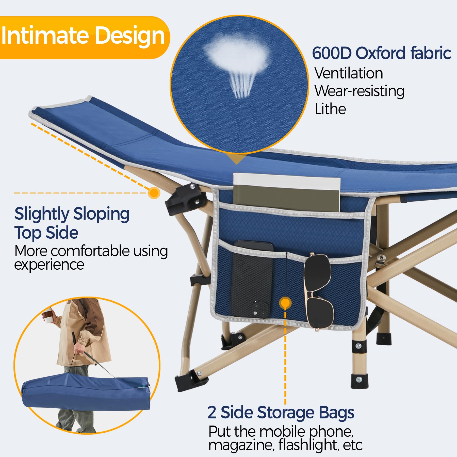 Yaheetech Folding Camping Cot, Portable Military Canvas Sleeping Bed, Outdoor Comfortable Lightweight Bed W/Carry Bag For Hiking