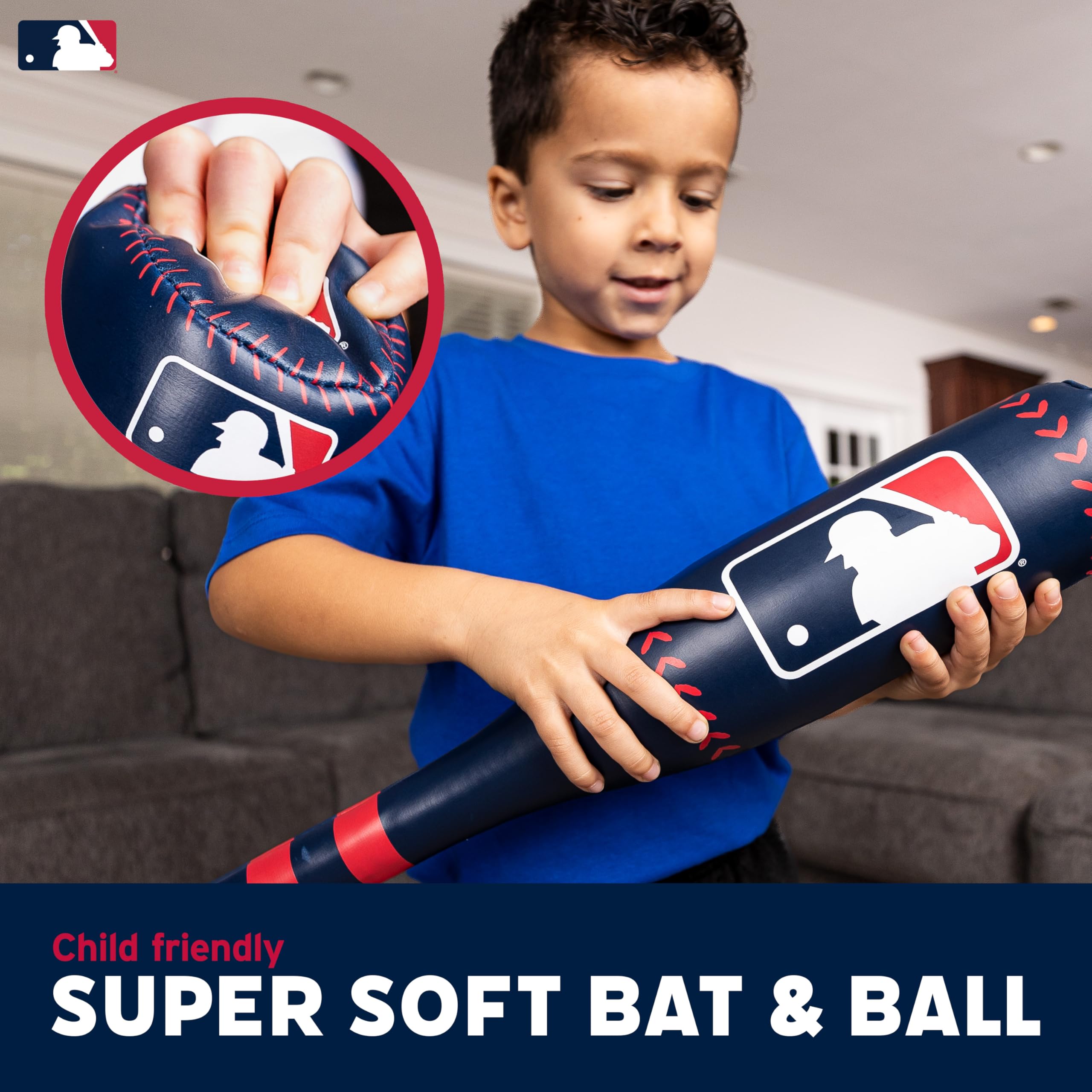 Franklin Sports Mlb 21'' Soft Sport Bat & Ball - Blue - Lightweight Kids Bat + Ball