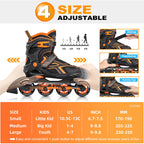2Pm Sports Torinx Boys Adjustable Inline Skates, Fun Beginner Roller Skates For Kids, Youth, Girls, Men And Women - Orange Large