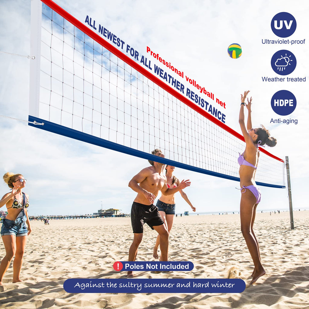 Xxxyyy Professional Volleyball Net Outdoor Heavy Duty, Upgraded Weather Resistance, Lengthened Stainless Steel Cable, Thicker Si