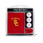 Team Golf Ncaa Usc Trojan Gift Set: Embroidered Golf Towel, 3 Golf Balls, And 14 Golf Tees 2-3/4'' Regulation, Tri-Fold Towel 16