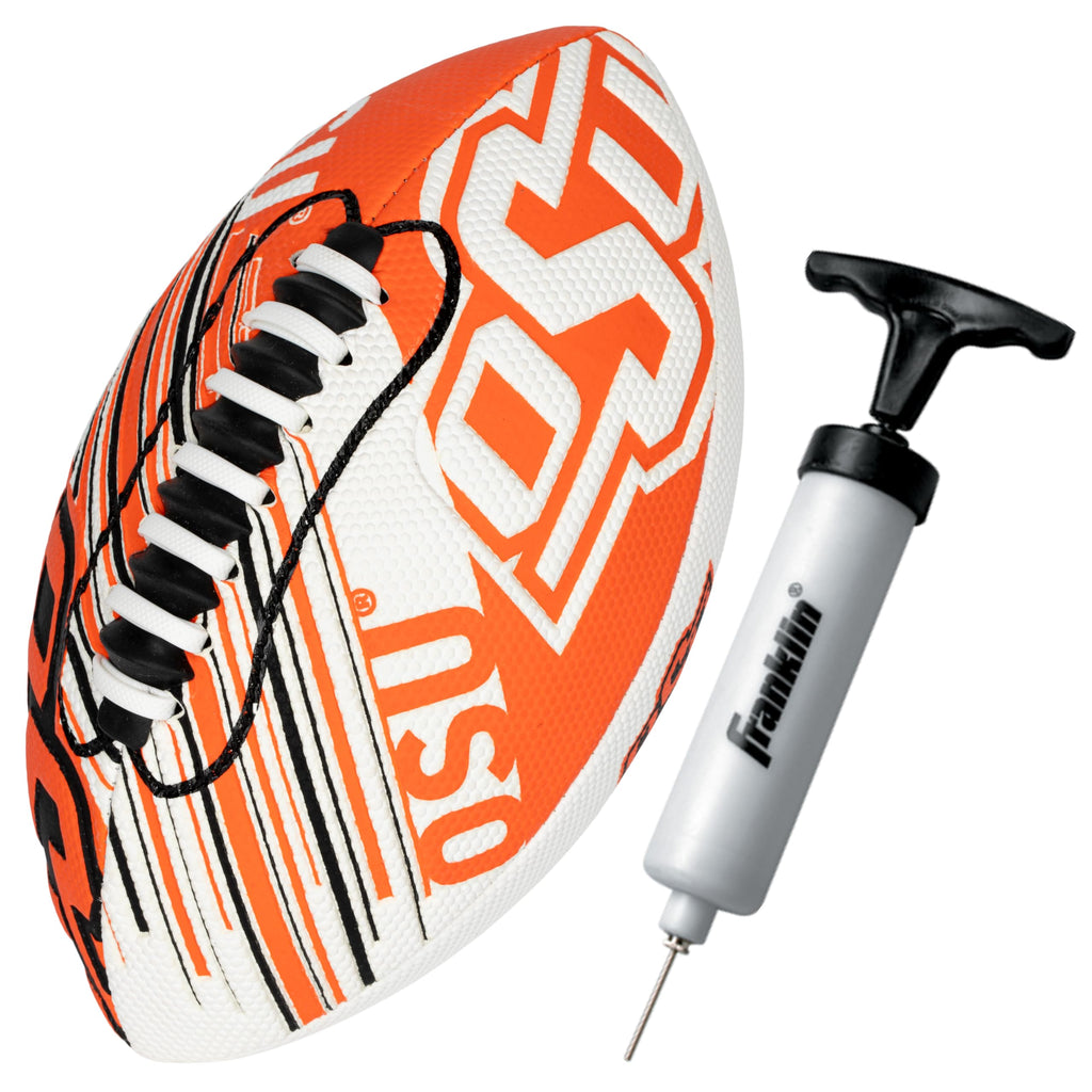 Franklin Sports Oklahoma St. Cowboys Foam Football - Youth Mini Football For Kids - 8.5'' Junior Soft Foam Ball - Spacelace Easy