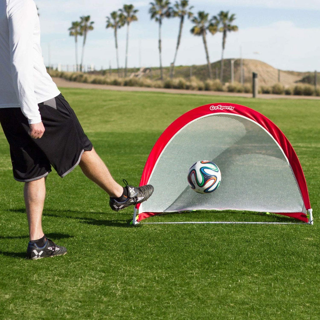 Gosports Portable Pop-Up Soccer Goals For Backyard - Kids & Adults - Set Of Two Nets With Agility Training Cones And Carrying Ca