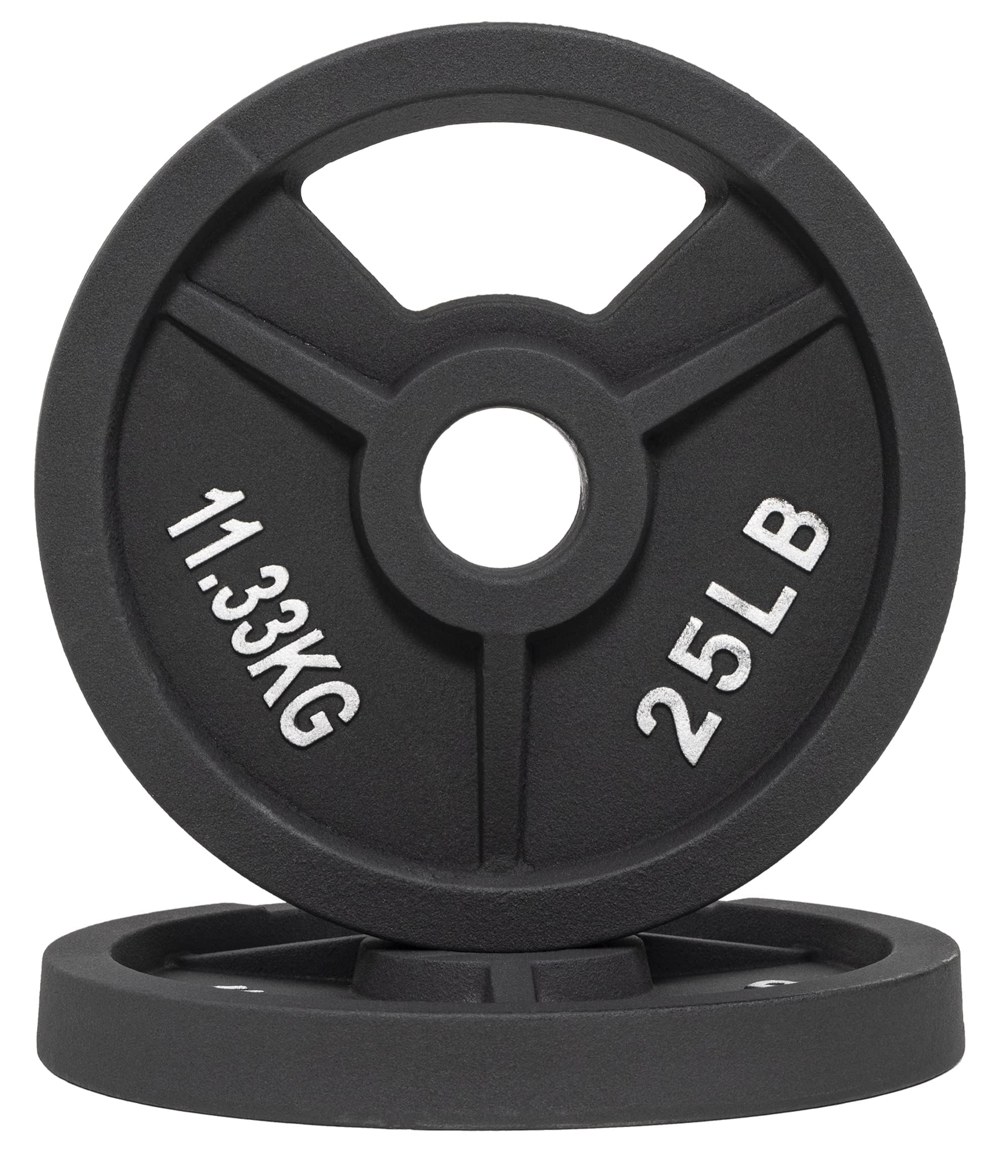 Fitvids Olympic Cast Iron 2-Inch Weight Plate for Strength Training & Weightlifting, 25 LB Pair