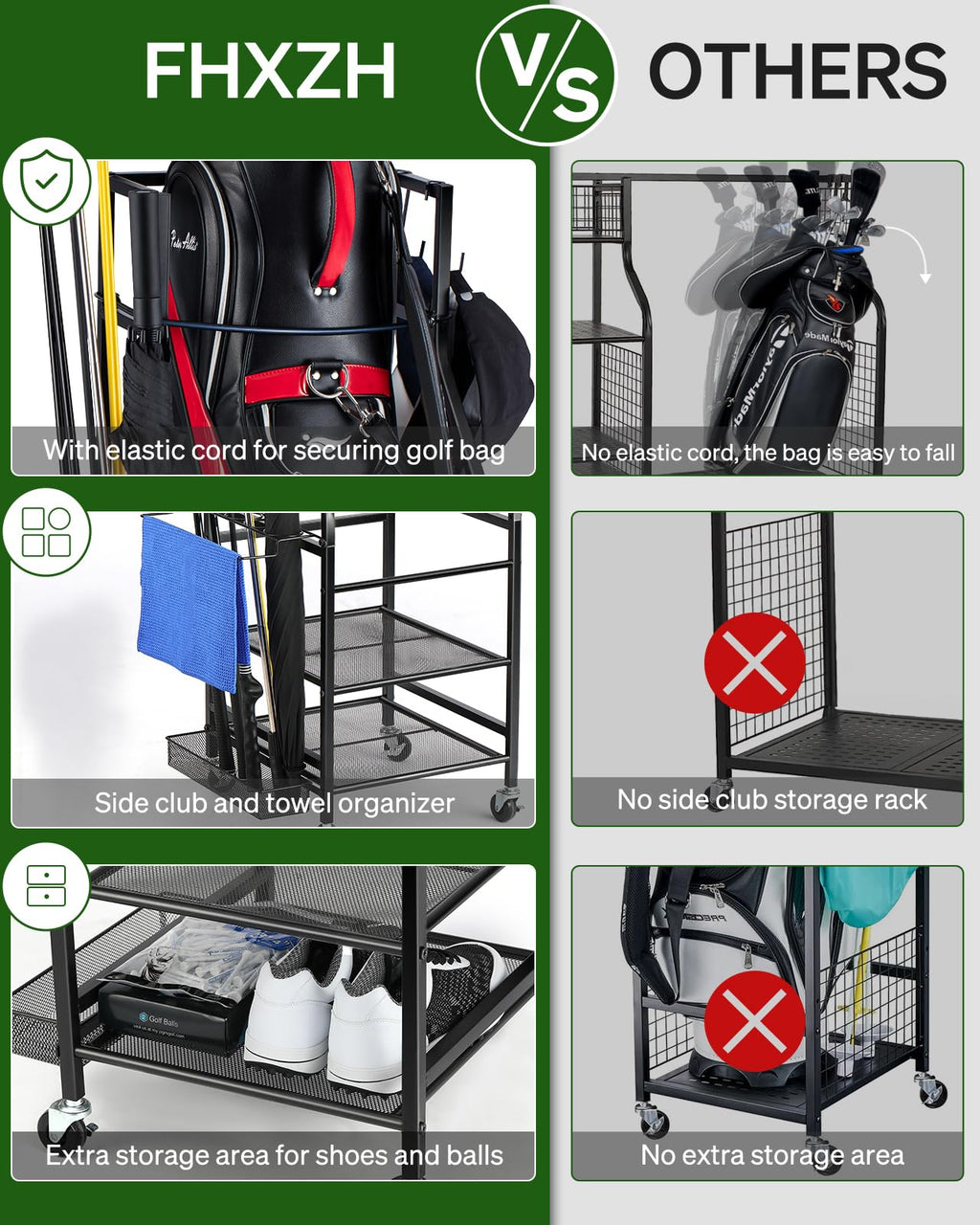 Fhxzh Golf Bags Storage Garage Organizer Golf Bag Stand Fit Single Golf Bags, Golf Clubs, And Golf Equipment Accessories, Golf B