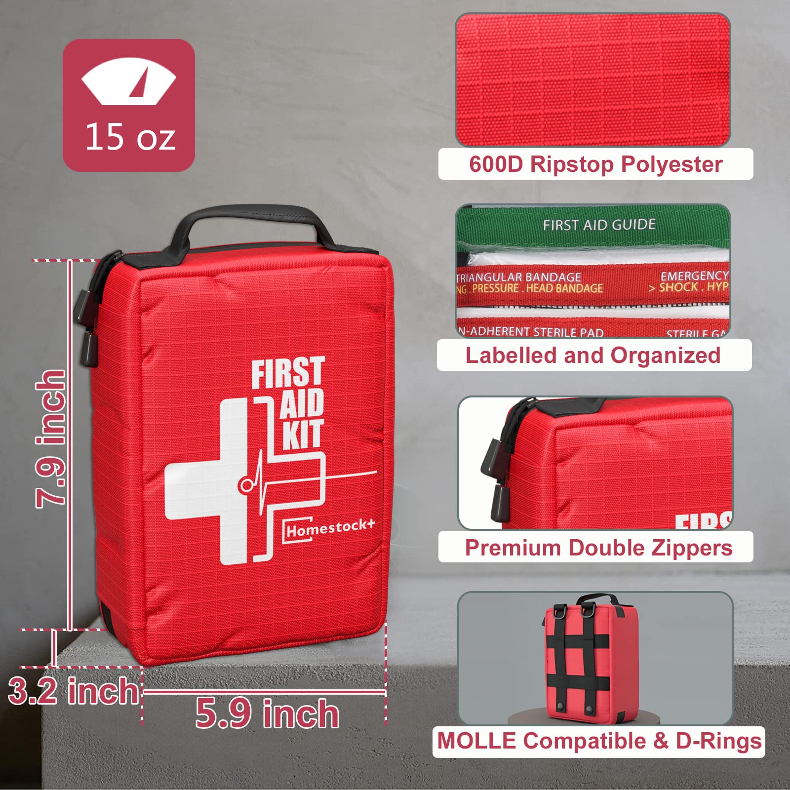 Small First Aid Kits,Travel First Aid Kit With Labelled Compartments Molle System Compact Medical Kit For Car, Hiking, Backpacki