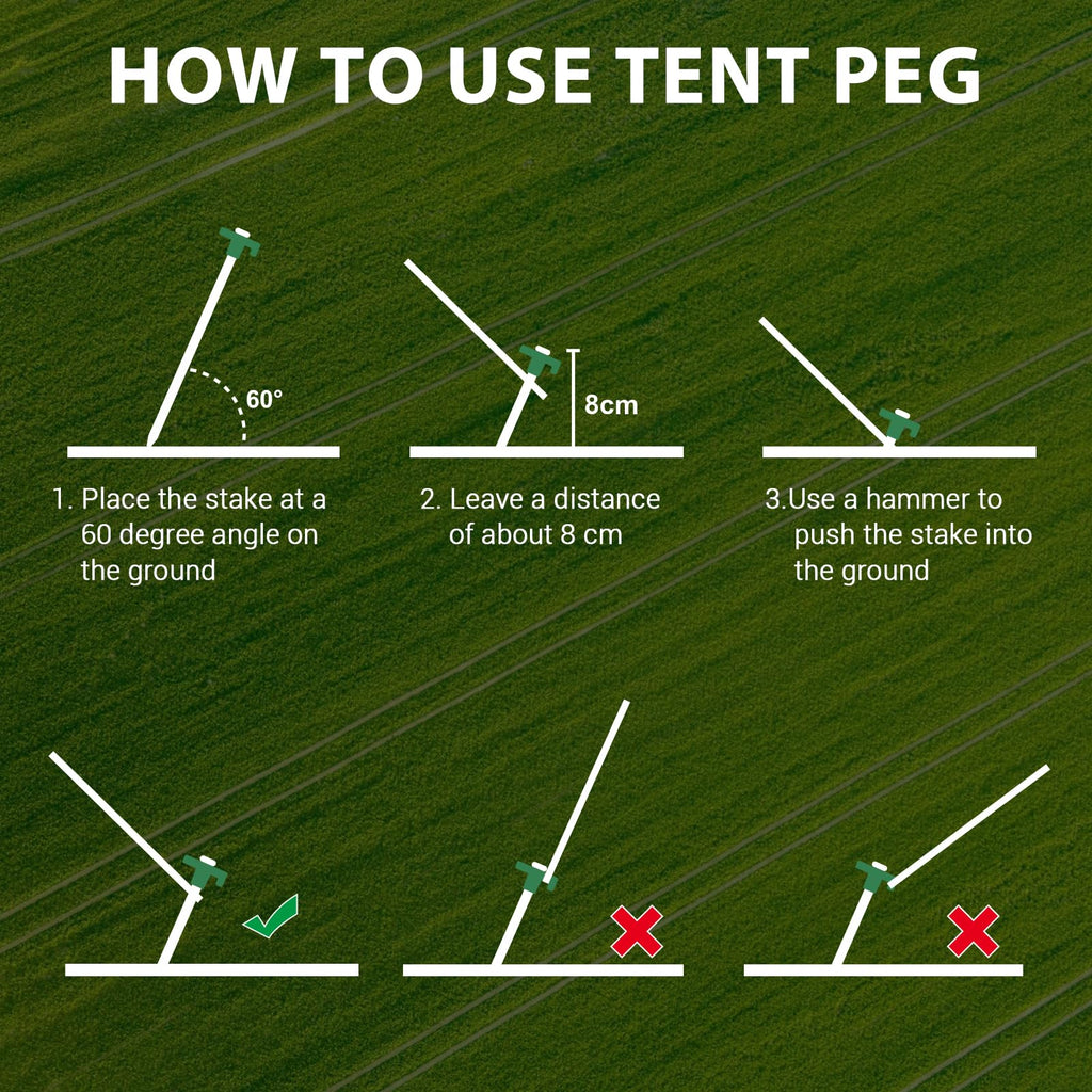 Eurmax Usa Galvanized Non-Rust Camping Family Tent Pop Up Tent Stakes Ice Tools Heavy Duty 10Pc-Pack, With 4X10Ft Ropes & 1 Gree