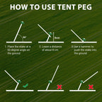Eurmax Usa Galvanized Non-Rust Camping Family Tent Pop Up Tent Stakes Ice Tools Heavy Duty 10Pc-Pack, With 4X10Ft Ropes & 1 Gree