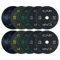 CAP Barbell Economy - Speckled Olympic Bumper Plate Set with Color Logo, Black, 260 lbs Set